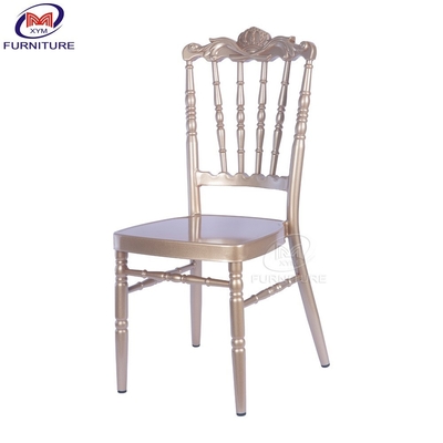 Restaurante silla de hamburguesas de metal de época banquete Napoleón comedor corona de aluminio silla de bambú